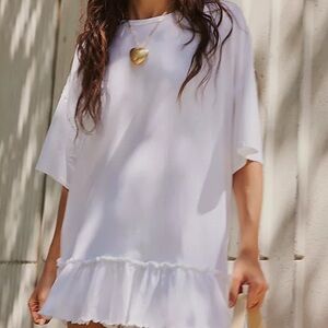 Free People We The Free Why Yes Tee Oversized Cotton White Top Medium